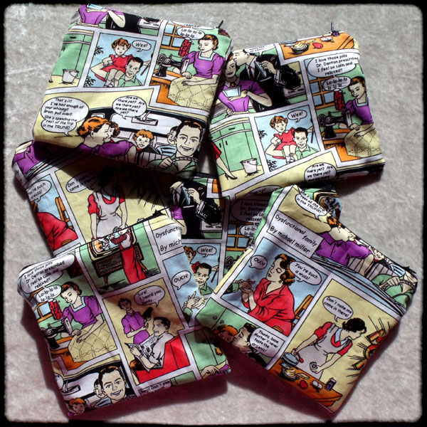 1950′s Dysfunctional Family Comic Strip Makeup Bags | Powder Monki