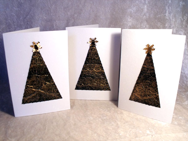 Dark Textured Triangle Christmas Cards