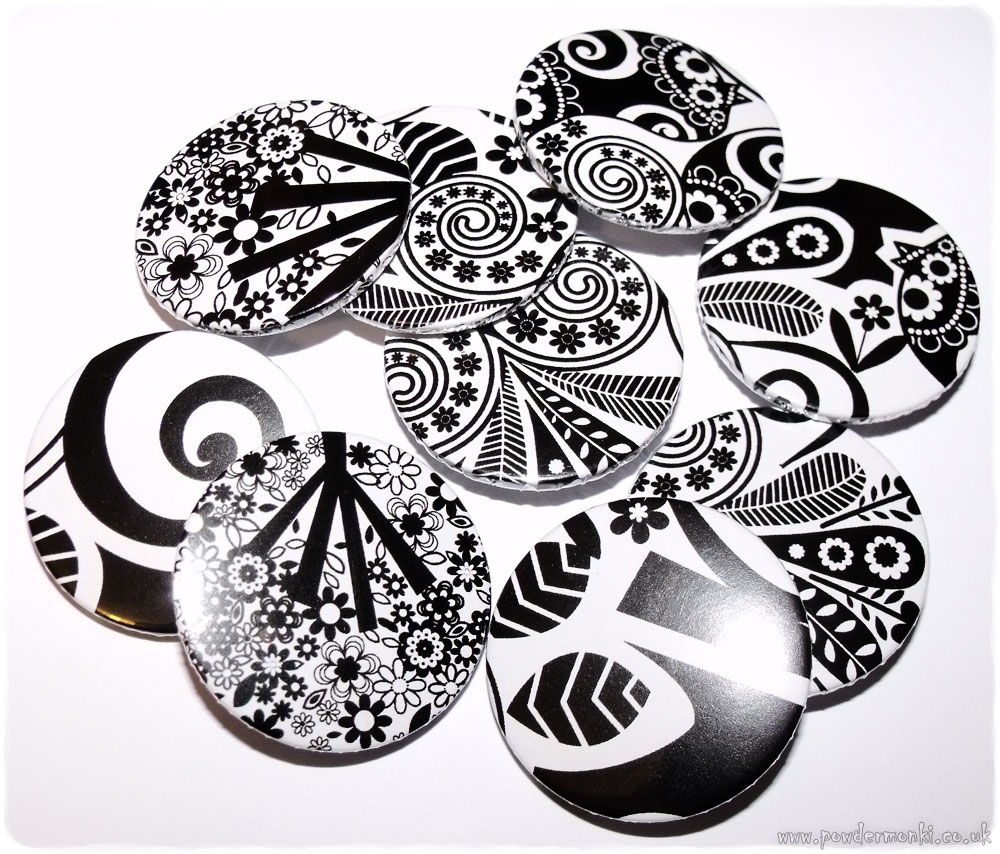 Black & White Floral Badges | Powder Monki