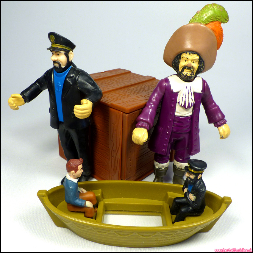 TINTIN 4x Figures CAPTAIN HADDOCK Boat CRATE Bundle SIR FRANCIS (McDonalds 2011)