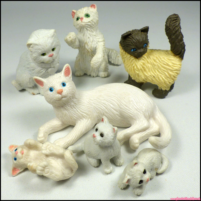 KITTY IN MY POCKET Vintage Figure x7 Bundle White CATS (MEG 1994 1995 1997)