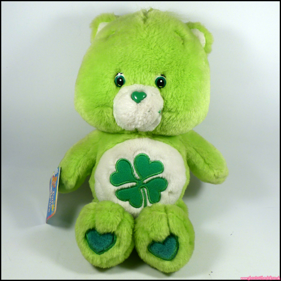 CARE BEARS Plush GOOD LUCK BEAR 13" Vintage Green Tag (Vivid Imaginations 2003)