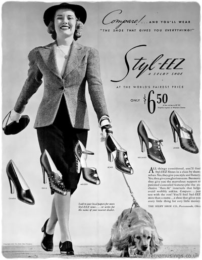 Selby shoes ad 1951 original vintage 1950s print women's