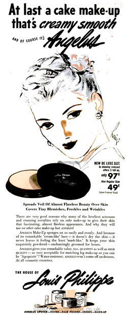 Louis Philippe, “Angelus Rouge” face powder advertisement, 1943.