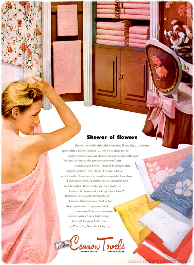 1952 Cannon Towels Vintage Ad Same bathroom