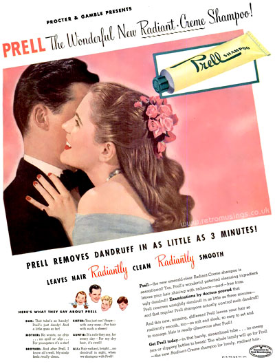 Prell ~ Hair Care Adverts [1947-1949] | Retro Musings