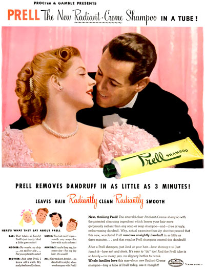 Prell ~ Hair Care Adverts [1947-1949] | Retro Musings