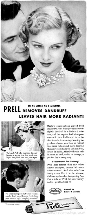 Prell ~ Hair Care Adverts [1947-1949] | Retro Musings