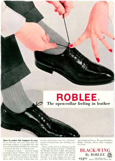 Roblee” Brown Shoe Company ~ Men's Shoe Adverts [1955-1958] | Retro Musings