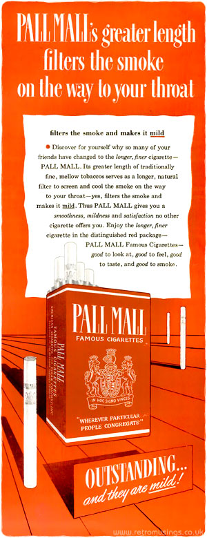 Pall Mall [1947-1949] Cigarette Adverts ~ Outstanding! | Retro Musings