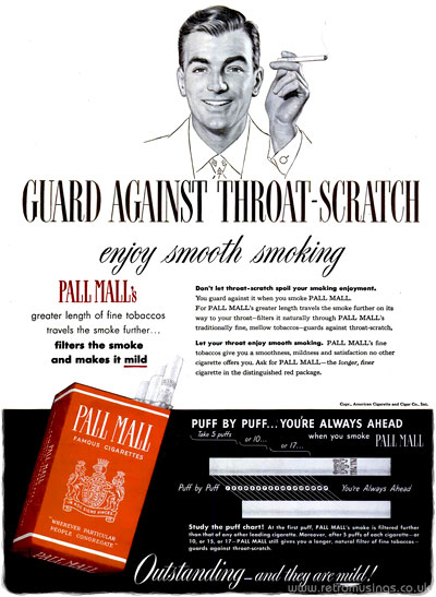 Pall Mall [1949-1953] Cigarette Adverts ~ Throat Scratch | Retro Musings