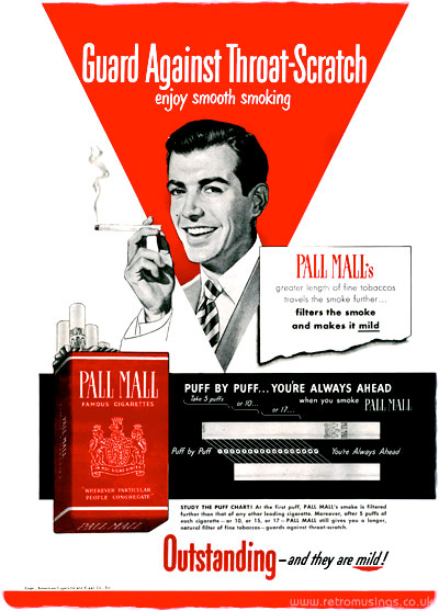 Pall Mall [1949-1953] Cigarette Adverts ~ Throat Scratch | Retro Musings