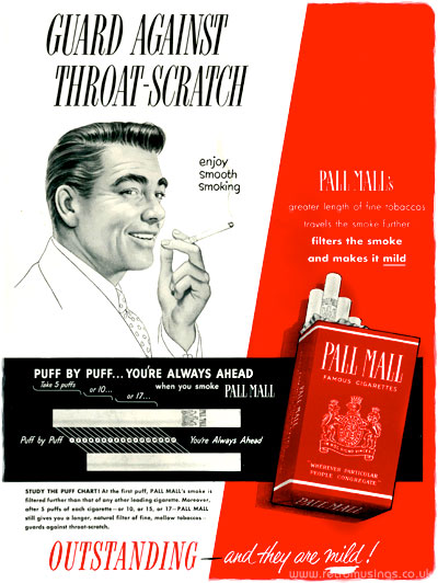 Pall Mall [1949-1953] Cigarette Adverts ~ Throat Scratch | Retro Musings