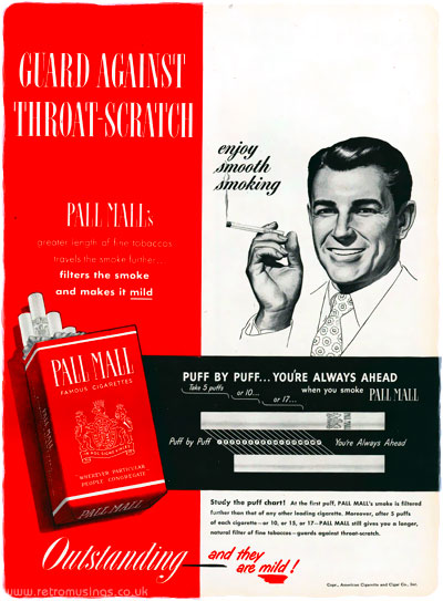 Pall Mall [1949-1953] Cigarette Adverts ~ Throat Scratch | Retro Musings