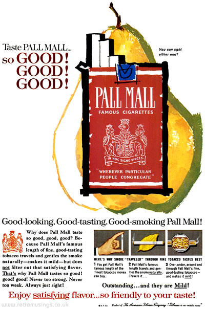 Pall Mall [1960-1962] Cigarette Adverts ~ Mary Blair | Retro Musings