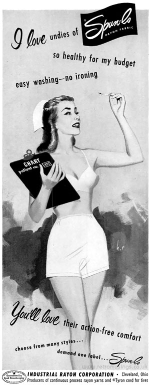 1951 Spun-Lo PRINT AD Women's Underwear Panties Ladies Lingerie Mirror Girl